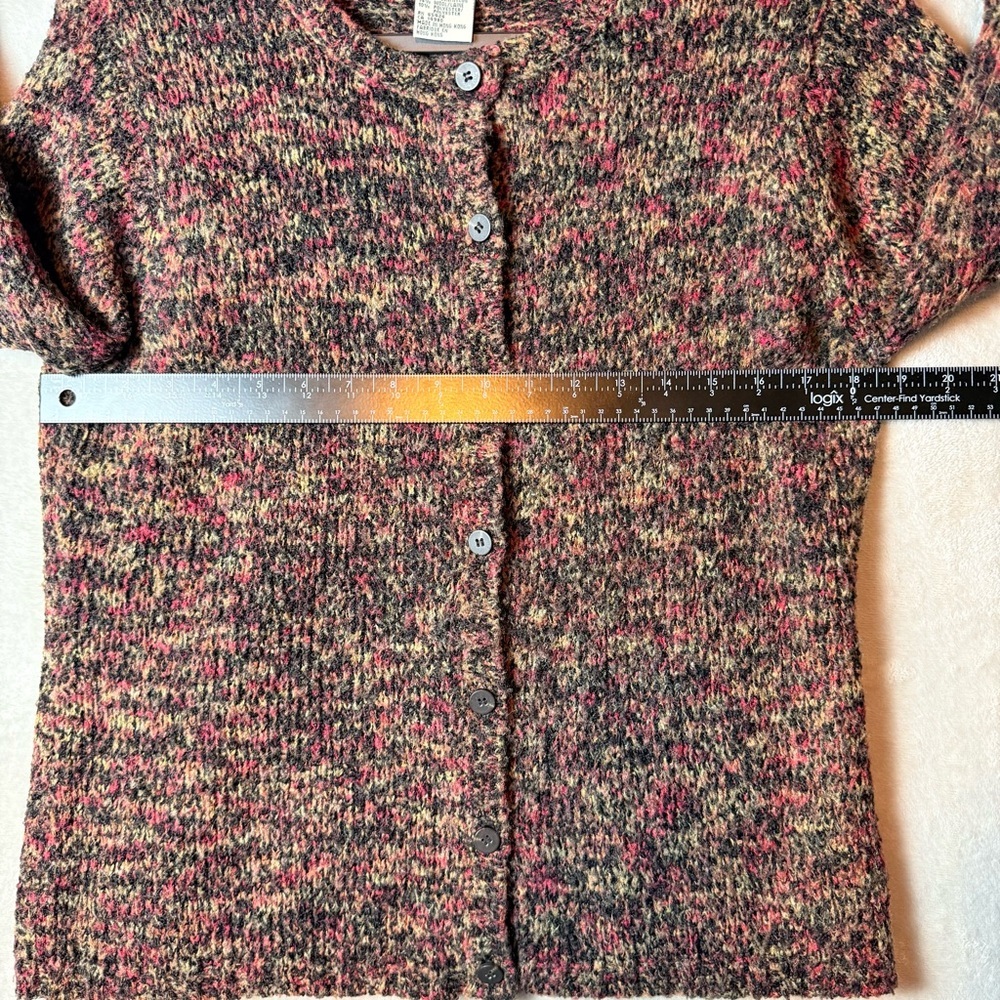 Vintage 90s David Brooks Wool Blend Multicolor Knit Cardigan Size Large - Picture 7 of 9